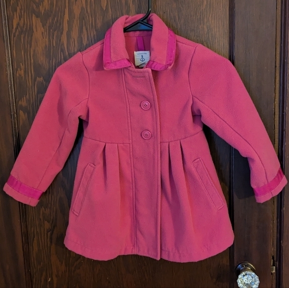 Adorable Lands’ End Kids Pink Pea Coat Size Small (4) - Picture 1 of 7